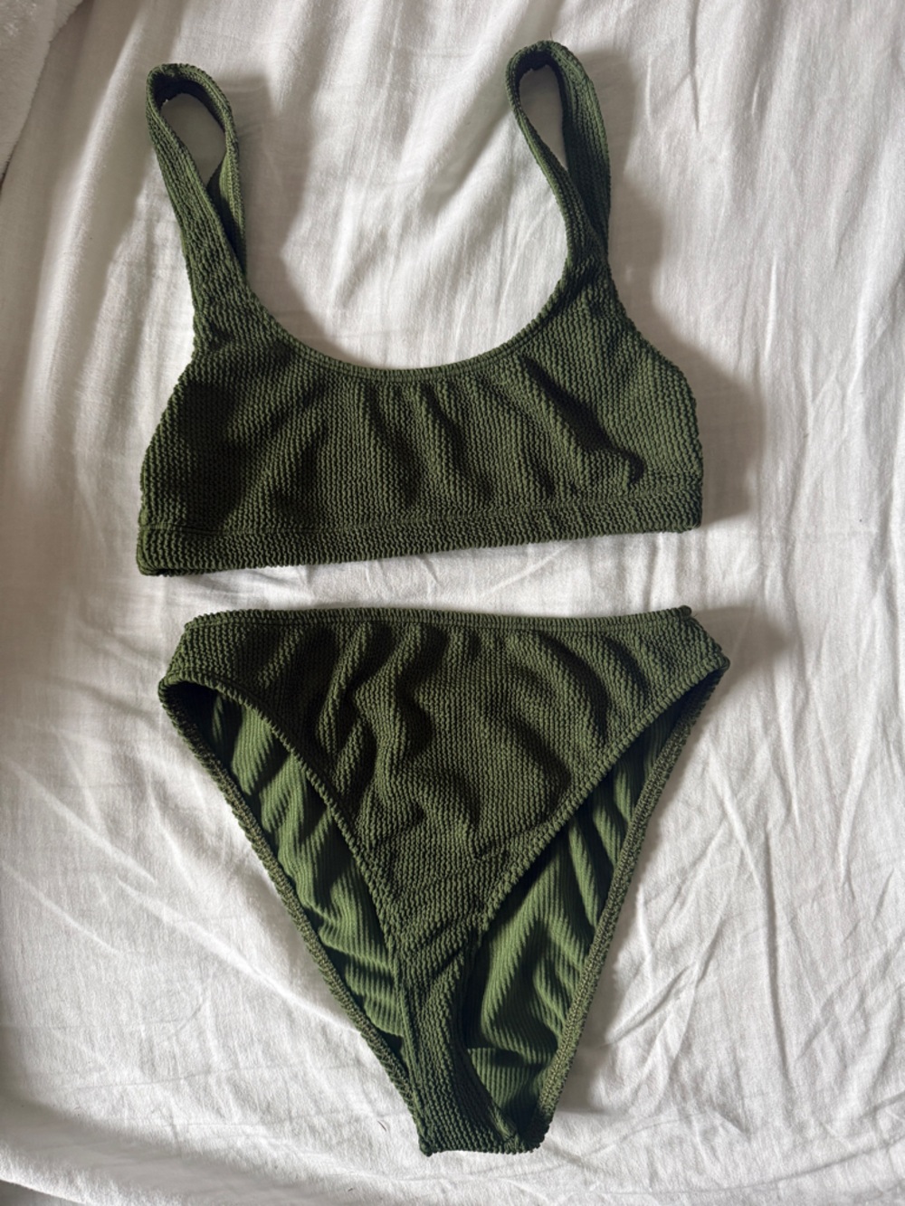 Good American Olive Green Ribbed Bikini
